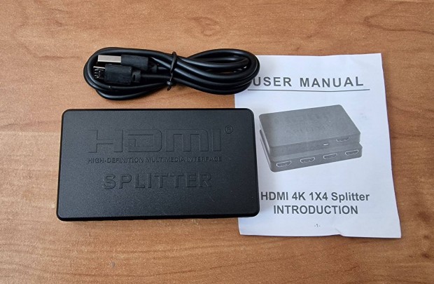 4K HDMI Splitter eloszt 1 - 4 kimenetre (1 be s 4 HDMI kimenet)