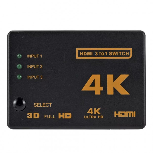 4K HDMI eloszt 3 bemenettel s tvirnytval