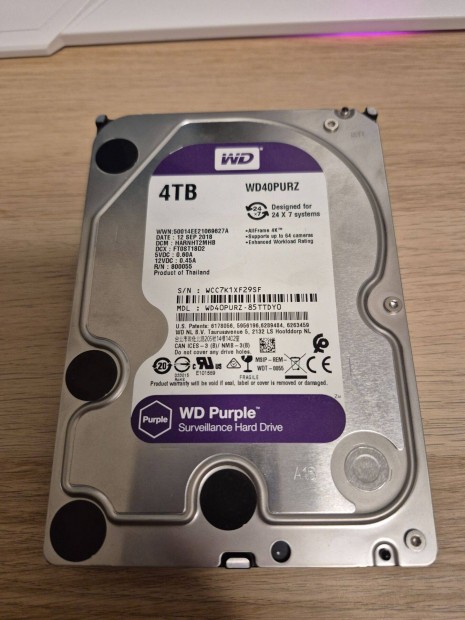 4TB WD purple HDD, merevlemez 100/100%