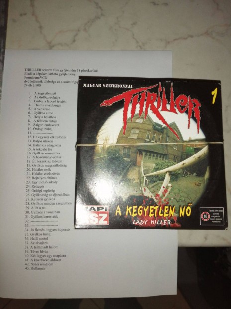 4.000.-Ft! Egyben elad! Thriller VCD sorozat