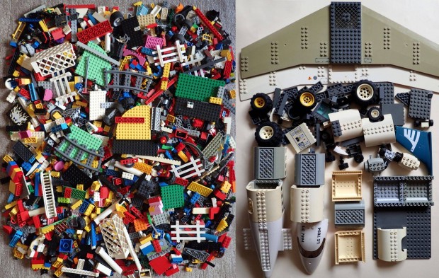 4,8 kg ömlesztett vegyes Lego építőjáték retró repülőgép elemek játék