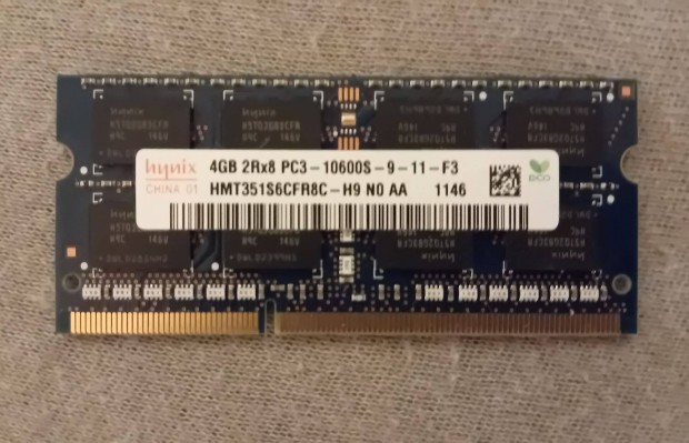 4 GB Hynix 1333 MHz DDR3 RAM (csak 1 db van)