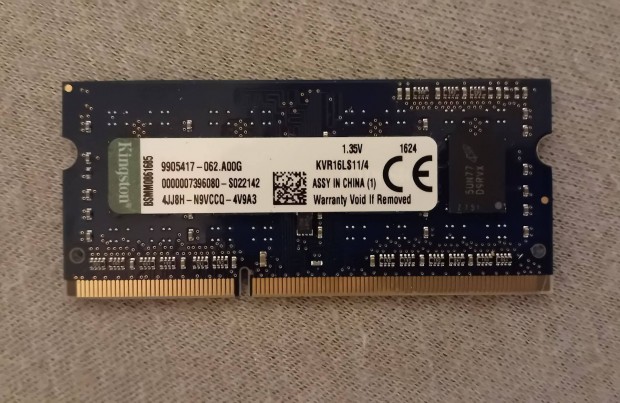 4 GB Kingston 1600 MHz DDR3L RAM (csak 1 db van)