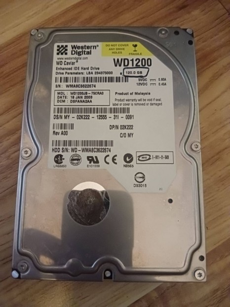 4.Western Digital WD1200 111GB retr HDD elad