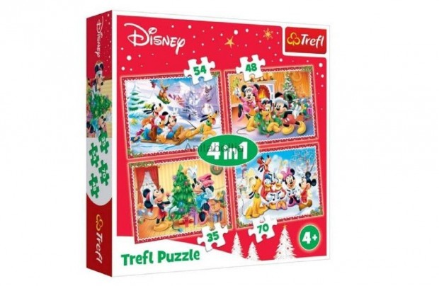 4 az 1-ben Mickey egér Limitált Karácsonyi Puzzle