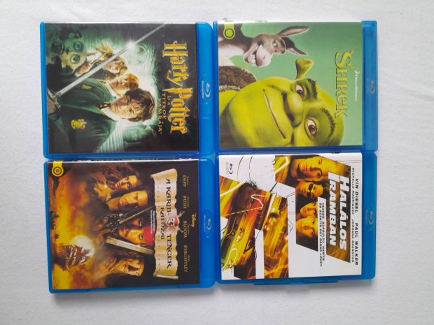 4 blu-ray egybe Karib tenger Shrek Hallos iramban Harry potter