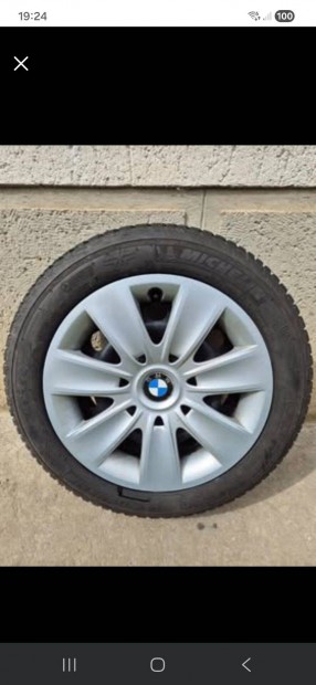 4 darab eredeti BMW E90 lemezfelni 7.5mm-es alig használt Michelin Alp