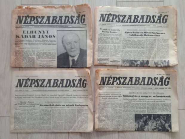 4 db Népszabadság 1989-ből (az egyiken Kádár János)