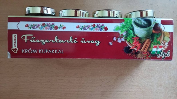 4 db os bontatlan üveg fűszertartó 400 Ft