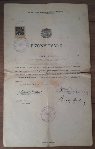 4 db rgi dokumentum, irat az 1920-as vekbl. 