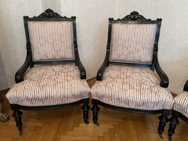 4 db restaurlt Boulle stlus fotel az 1900-as vek elejrl