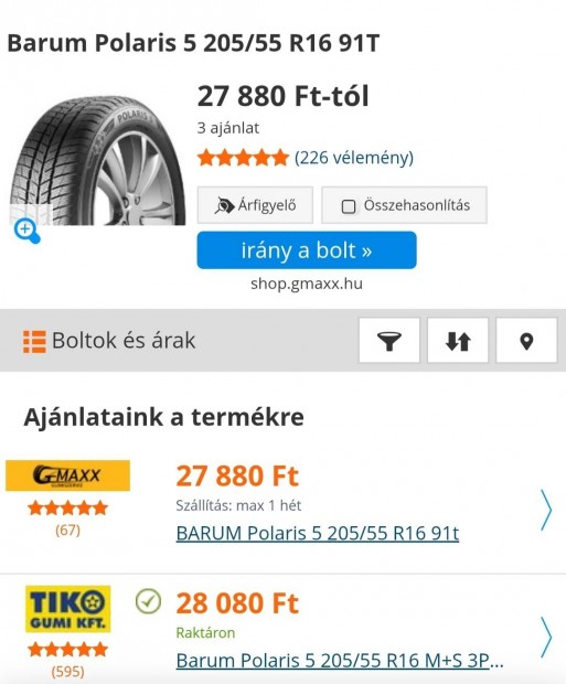 4 db téli gumi 205/55 r16