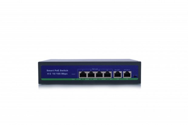 4 portos 10 / 100Mbps PoE kapcsol VLAN nagy tvolsg 250 m-es IP-ka