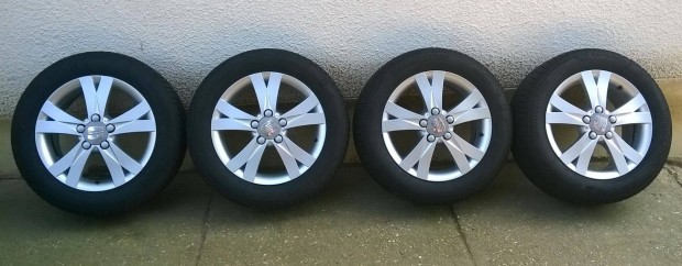 4db 16-os 5x112-es Seat alu 215/55r16 Bridgestone nyári gumival eladó