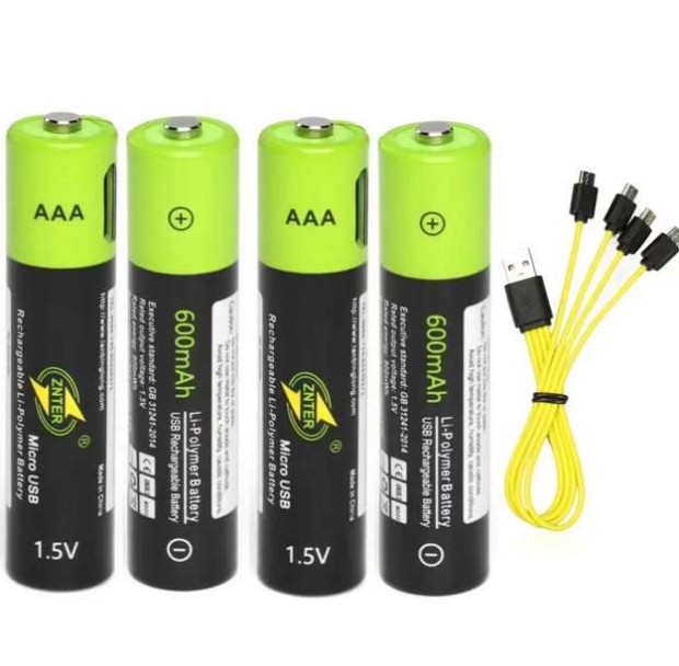 4db 1,5V AAA 600mAh Li-Po Akkumultor Micro-USB  (5728)