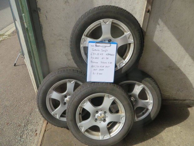4x100 15" Suzuki alufelni 185/60R15 M+S Barum téligumik