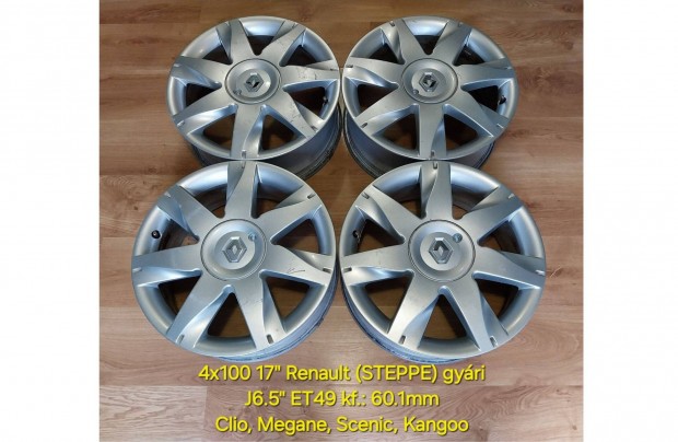 4x100 17" Renault gyári alufelni garnitúra - Megane, Scenic