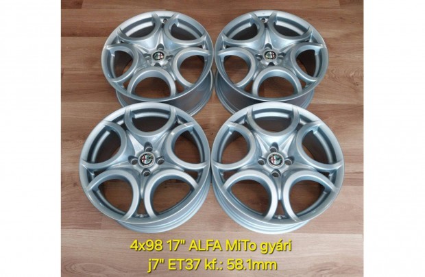 4x98 17" Alfa-Romeo Mito gyári alufelni garnitúra