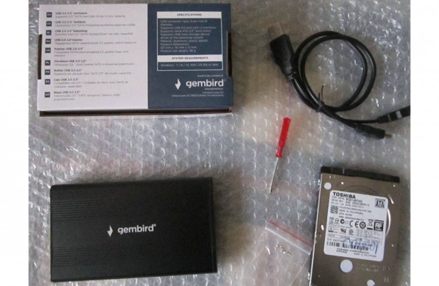 500GB Toshiba sata merevlemez hdd + külső ház mobilrack