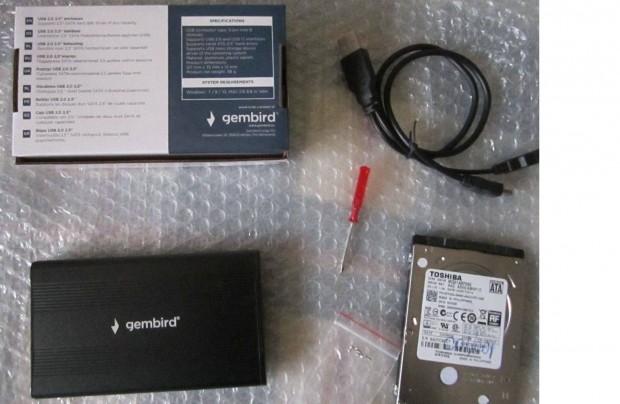 500GB Toshiba sata merevlemez hdd + usb külső ház mobilrack