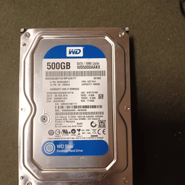 500Gb 3,5 WD hdd. 100/100