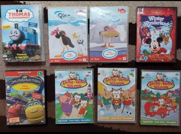 500 Ft darabja DVD lemezek Pingu Chuggington Tesz-vesz Vros Thomas 