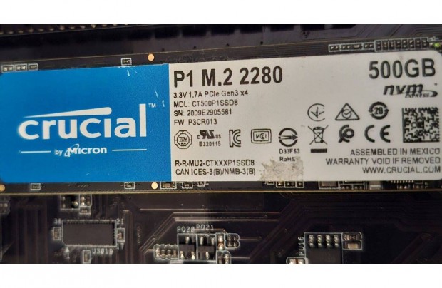 500 Gb-os Crucial Nvme SSD (hibátlan, szinte új) Debrecenben. Posta is