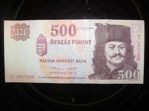 500 forint Ritka 600-ra vgzd sorszm EC 2957600 2013 Rkczi 500ft
