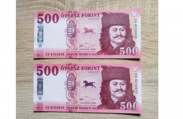 500 forint papirpnz 2018 "EG" UNC sorszmkvet