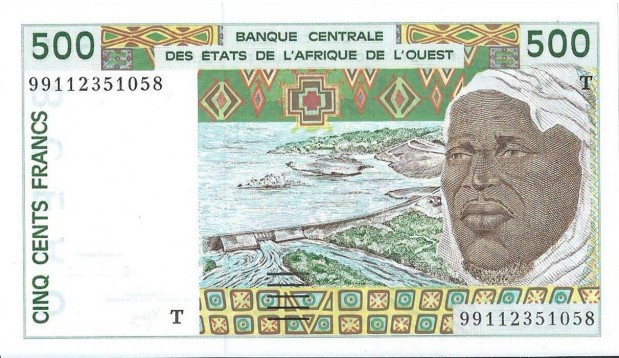 500 frank Nyugat-afrikai llamok "T" Togo 1991-2003 UNC bankjegy