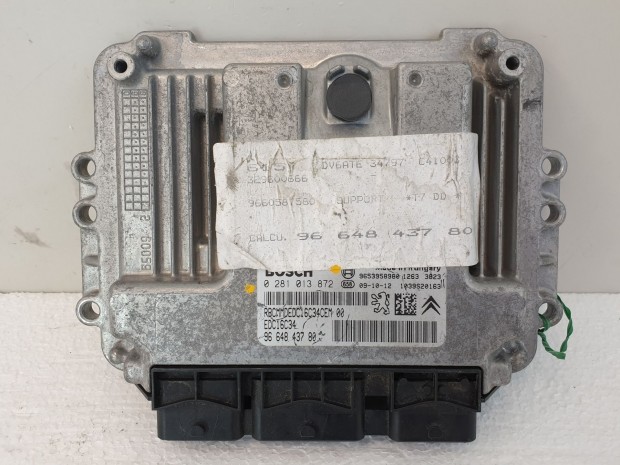 502856 Peugeot 308, 2009, Motorvezrl, Ecu, 9664843780, 0281013872