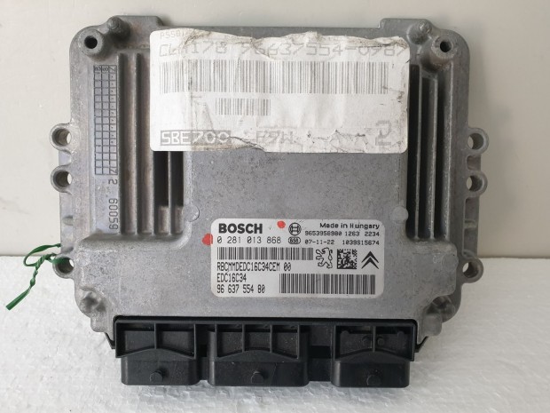 503812 Peugeot 207, Motorvezrl, Ecu, 0281013868, 9663755480, Bosch