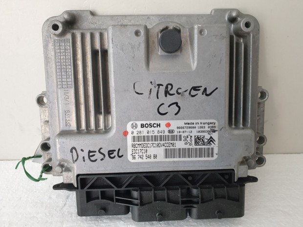 503824 Citroen C3, 2010 Motorvezrl, Ecu, 0281015849, 9674254080,