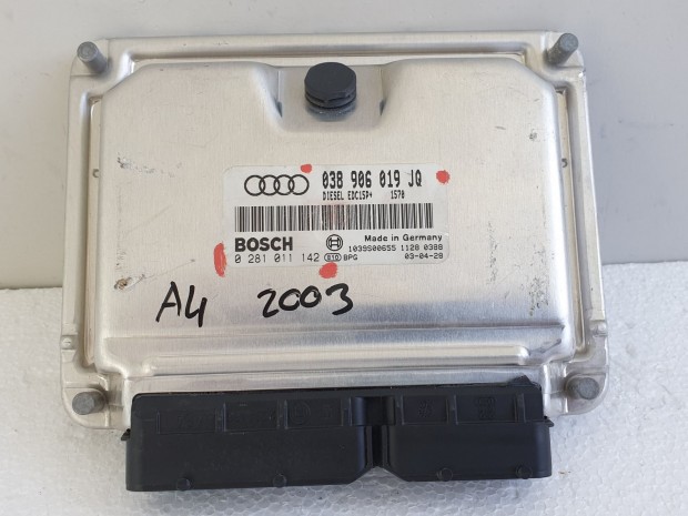 504358 Audi A4 B6, 2003, Motorvezrl, Ecu, 0281011142, 038906019JQ,