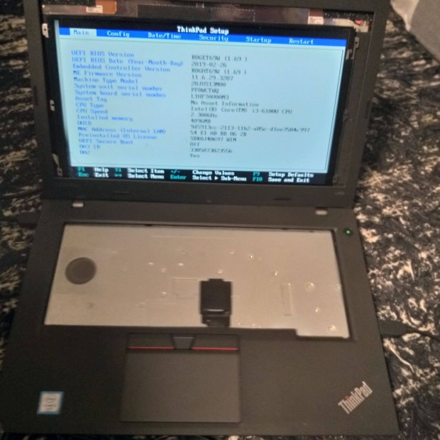 507.Lenovo L470 6100U processzorral.Biosig tesztelt!Hinyos!Memria,h