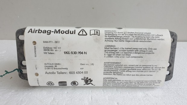 509370 VW Golf 5, 2005, Utaslégzsák, Légzsák, 1 Csati, 1K0880204H.