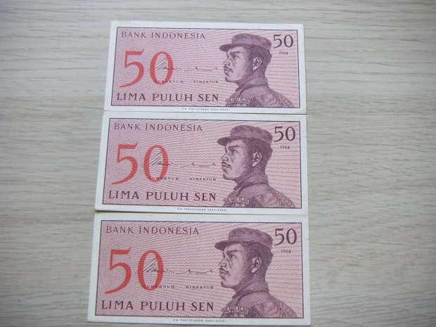 50 Sen 3 db Sorszmkvet 1964 Indonzia