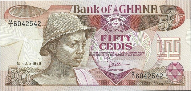 50 cedis Ghna 1986 UNC bankjegy