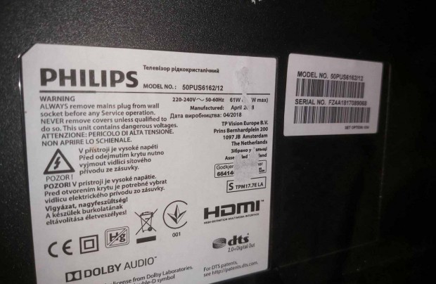 50 collos-130cm-Hibs Phillips LCD tv elad