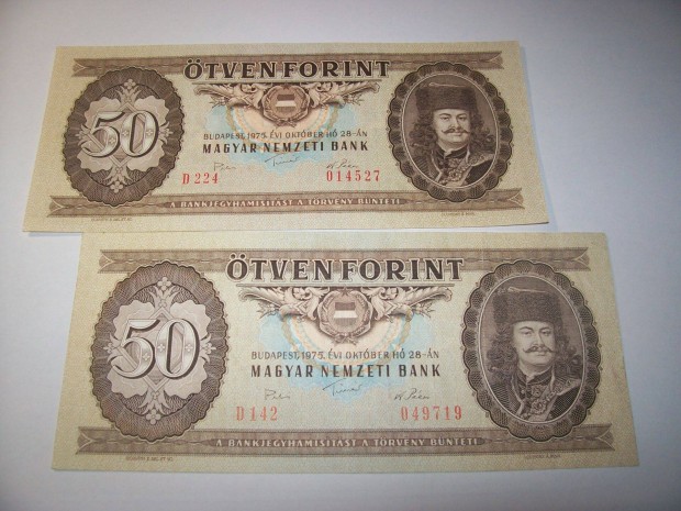 50 forintos 1975 évjáratú. D142. D224. 2025-ben 50 éves szép ajándék