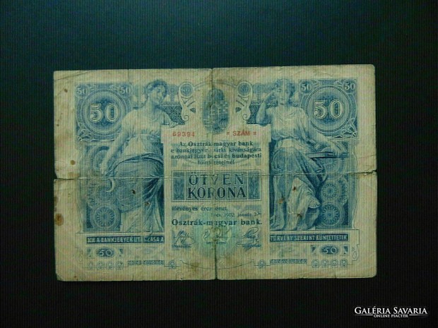 50 korona 1902 Tartsfok F Ritka bankjegy ! Ritka korona