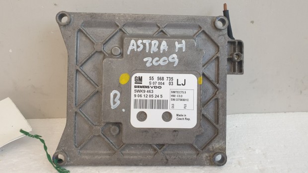 511380 Opel Astra H, Motorvezérlő, Ecu, 55568735, 5WK9463, Siemens.