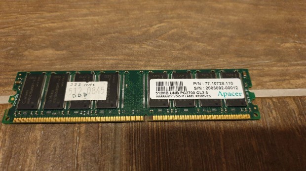 512MB Apacer DDR memria, 333MHz, CL2.5, PC2700