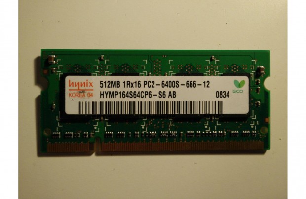 512 MB Hynix 800 MHz PC2-6400S DDR2 tesztelt laptop memria