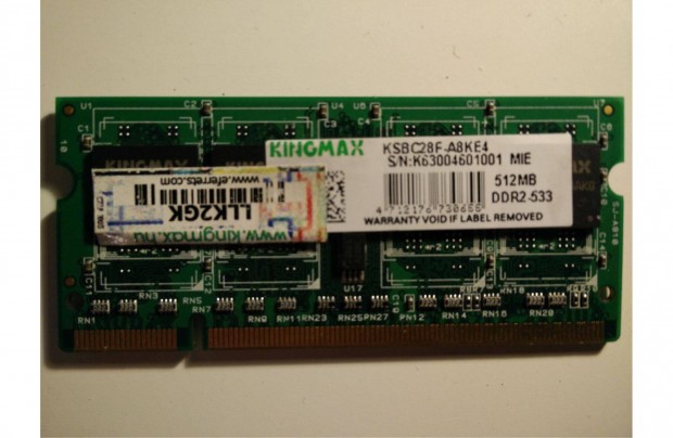 512 MB Kingmax 533 MHz PC2-4200S DDR2 tesztelt laptop memria