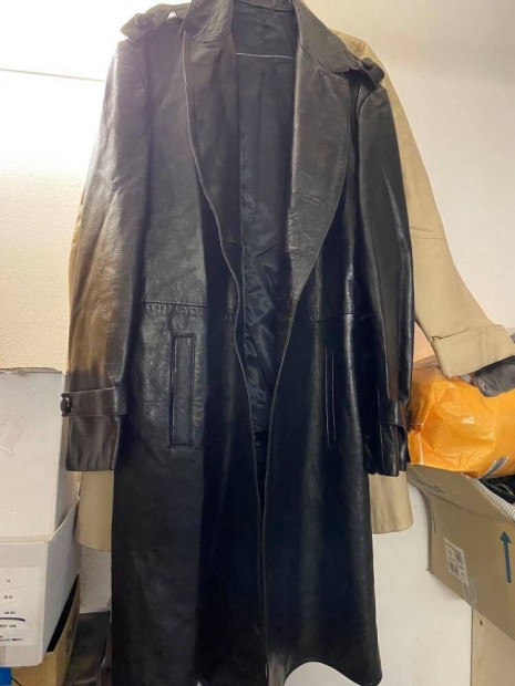 52 52-es Férfi hosszú bőrkabát bélelt kabát eladó
