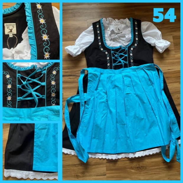 54-es fekete-kk Dirndl ruha blzzal