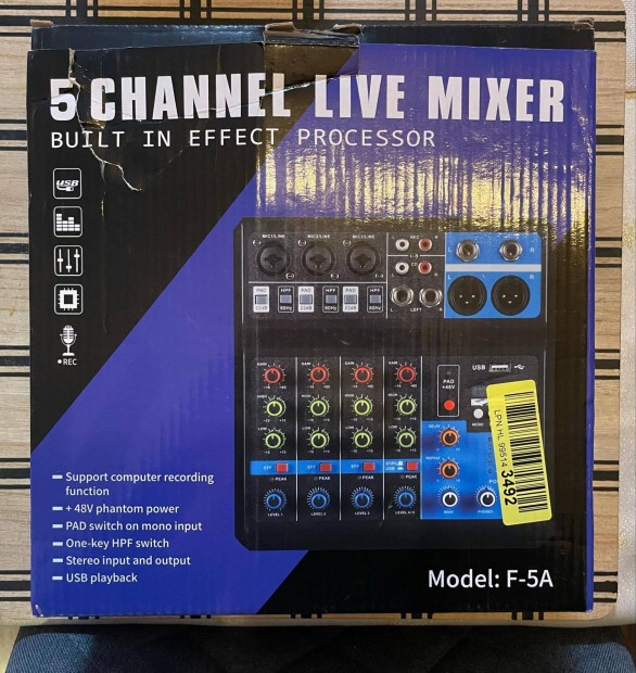 5 Channel Live Mixer F-5A Szmla+Garancia