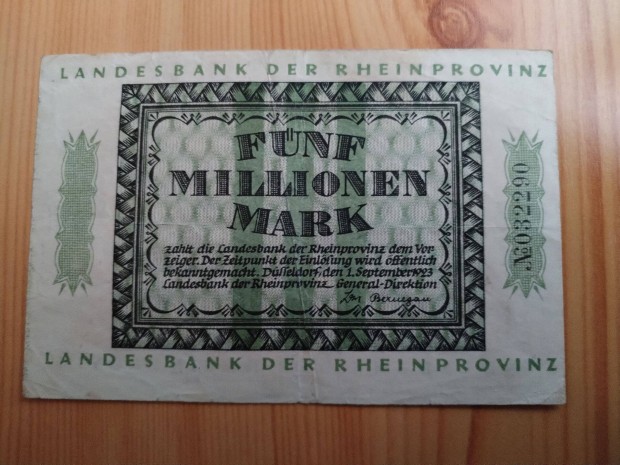 5 Millió Német márka 1923-as papírpénz
