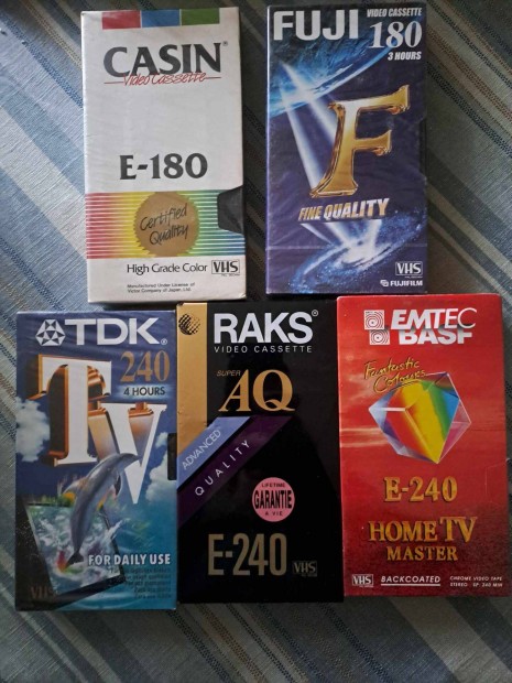 5 db bontatlan VHS: Fuji, Raks, Casin, Emtec, TDK